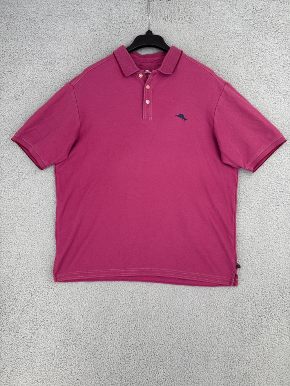 Tommy Bahama supima Cotton men’s Large short Sleeve Polo Deep Pink & Navy Logo